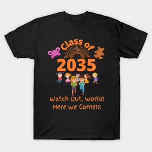 Class of 2035 Kindergarten School Kids Black T-Shirt